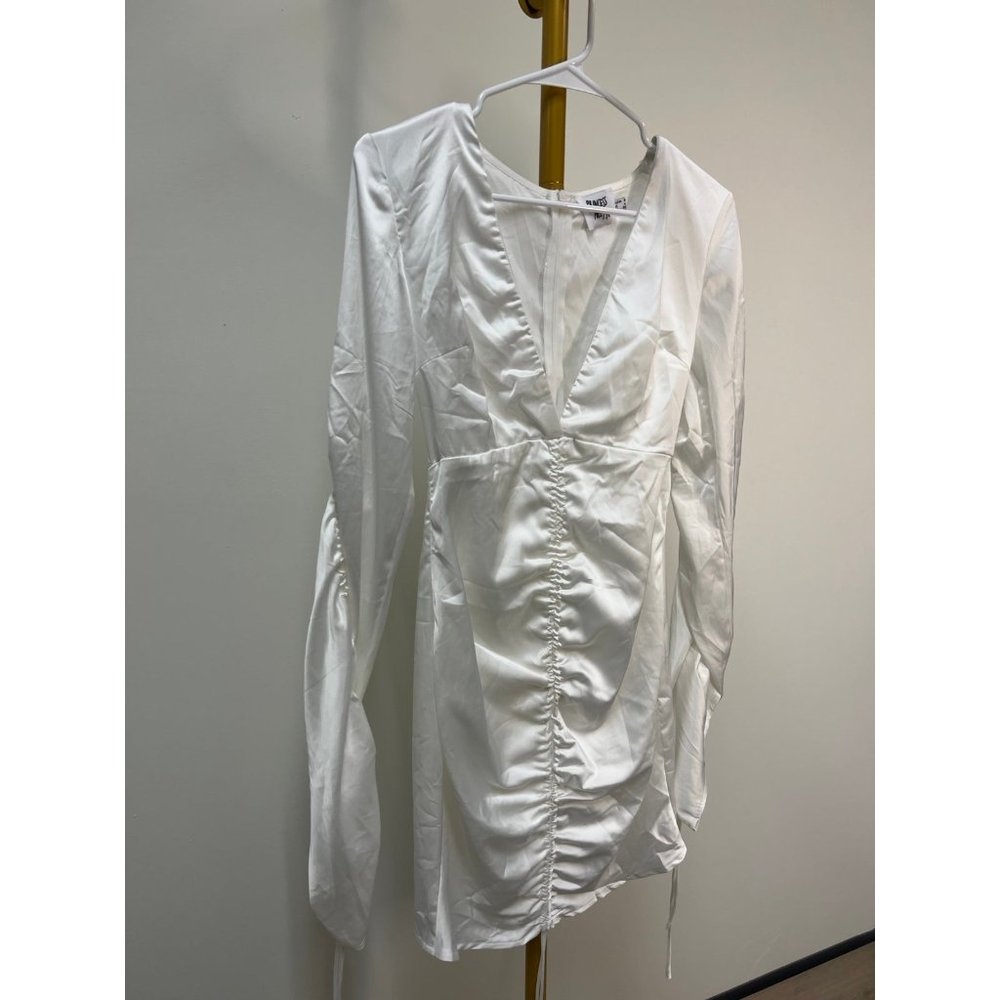 Princess Polly My City Satin White Mini Dress Sz 8 bride - Picture 10 of 11